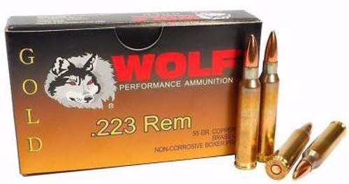 Wolf 223 Rem Ammunition Gold 55 Grain Full Metal Jacket Case of 1000 Rounds