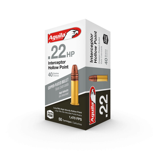 Aguila 22LR Ammunition 1B222321 Interceptor 40 Grain Copper Plated Hollow Point 50 rounds