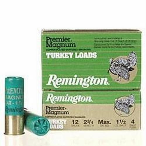 Remington 12 Gauge Ammunition Turkey P12SM4 2-3/4" 1-1/2oz 1260fps #4 Copper Plated 10 rounds