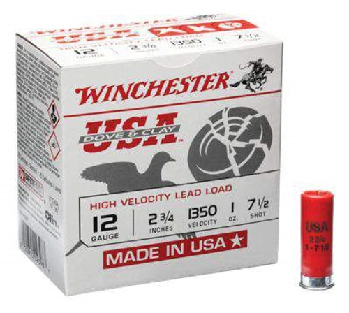 Winchester 12 Gauge Ammunition Target USAL127 2-3/4" 1oz #7-1/2 shot 1350 FPS CASE 250 rounds
