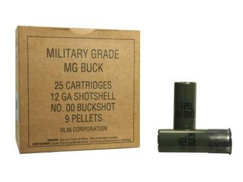 Winchester 12 GA Military Grade Q1544VP 2-3/4" 00 Buck 9 Pellets 1325fps 25 rounds