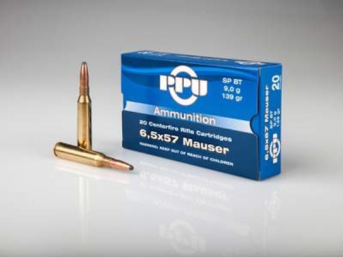 Prvi PPU 6.5x57mm Mauser Ammunition PP657 139 Grain Soft Point Boat Tail 20 Rounds