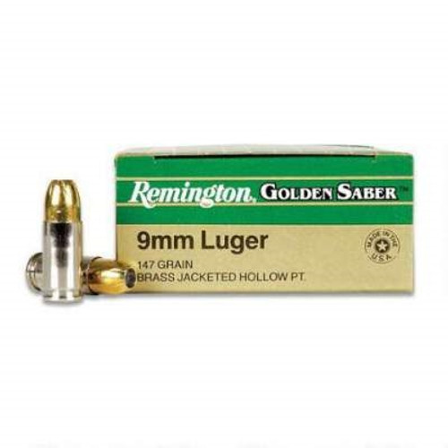 Remington 9mm Ammunition Golden Saber GSB9MMC 147 Grain Bonded Jacketed Hollow Point 50 rounds