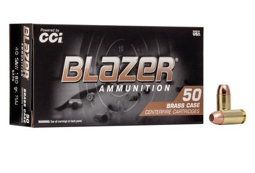 CCI 40 S&W Ammunition Blazer Brass 5220 180 Grain Full Metal Jacket Flat Nose Case of 1000 Rounds