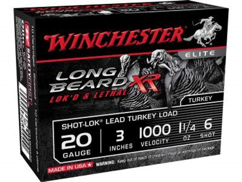 Winchester 20 Gauge Ammunition Long Beard STLB2036 3" 1-1/4oz 1000FPS #6 Copper Plated Shot 10 rounds