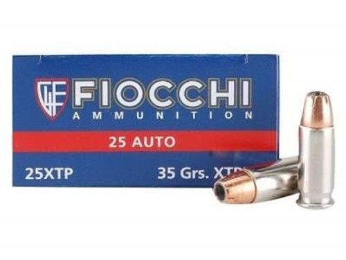 Fiocchi 25 Auto Ammunition FI25XTP Extrema 35 Grain XTP Jacketed Hollow Point 50 rounds