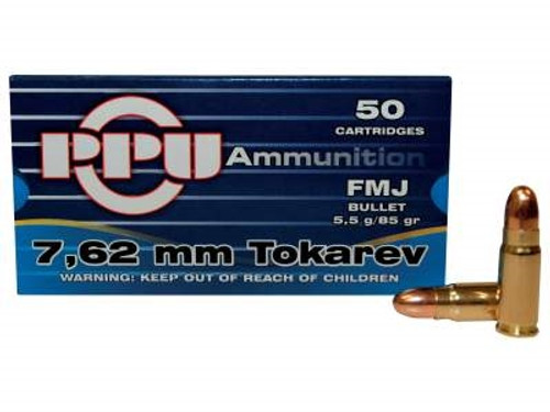 Prvi PPU 7.62x25mm Tokarev Ammunition PPR70 85 Grain Full Metal Jacket 50 Rounds