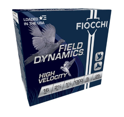 Fiocchi 16 Gauge Ammunition FI16HV5 High Velocity 2-3/4" #5 1-1/8oz 1300 fps 250 Rounds