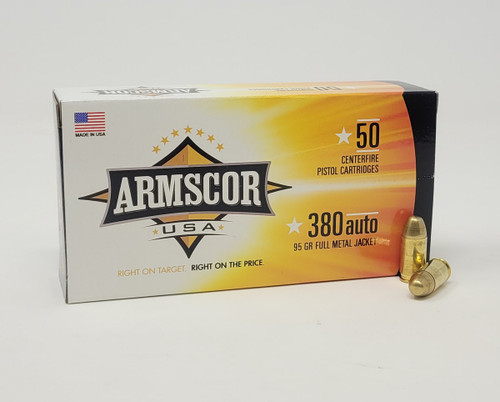 Armscor 380 AUTO Ammunition 95 Grain Full Metal Jacket CASE 1000 rounds