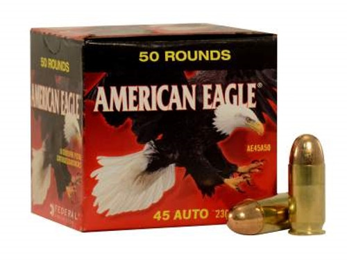 Federal 45 Auto Ammunition American Eagle AE45A50 230 Grain Full Metal Jacket No Tray 50 rounds