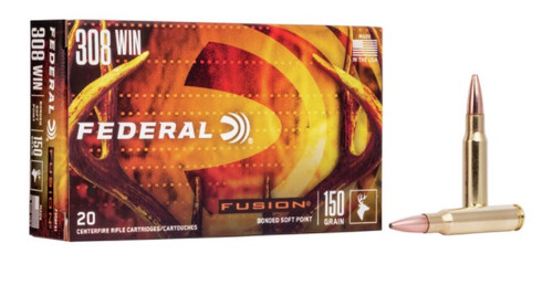 Federal Fusion 308 Win Ammunition F308FS1 150 Grain Bonded Soft Point 20 rounds