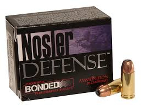 Nosler 9mm +P Defense Ammunition NOS38432 124 Grain Bonded Jacketed Hollow Point 20 rounds