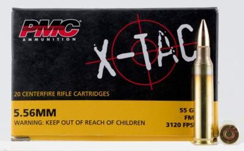 PMC X-Tac 5.56 NATO Ammunition PMC556X 55 Grain Full Metal Jacket Boat Tail 20 Rounds