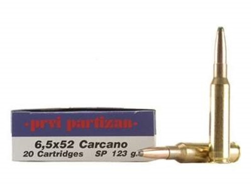 Prvi PPU 6.5x52 Carcano Ammunition PP60 123 Grain Soft Point 20 Rounds