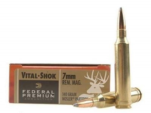 Federal 7mm Rem Mag Ammunition Vital-Shok P7RG 140 Grain Nosler Partition 20 rounds