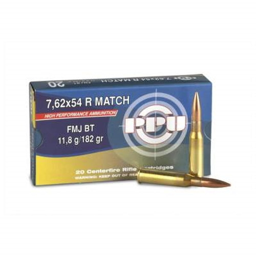 Prvi PPU 7.62x54R Match Ammunition PP766 182 Grain Full Metal Jacket 20 Rounds