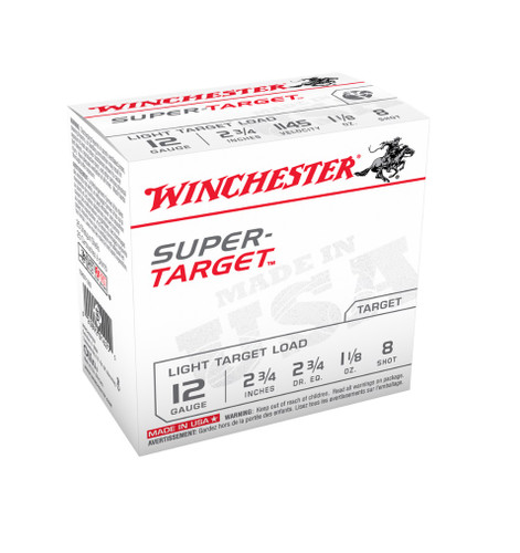 Winchester 12 Gauge Ammunition Target TRGT128 2-3/4" 1-1/8oz #8 shot 1145 FPS CASE 250 rounds