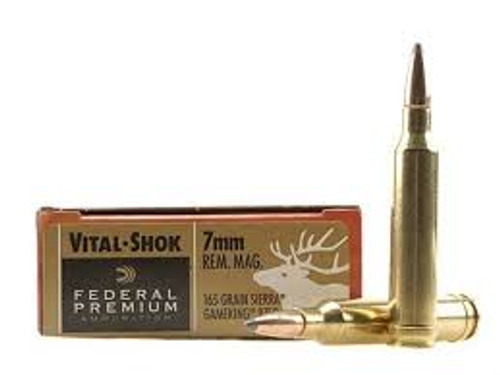 Federal 7mm Rem Mag Ammunition Vital-Shok P7RE 165 Grain Sierra GameKing Boat Tail 20 rounds