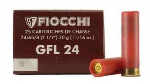 Fiocchi 24 Gauge Ammunition Field Load FI24PL18 2-1/2" Lead 8 Shot 11/16 oz 1280fps 250 rounds