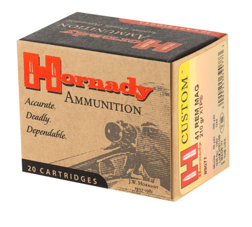 Hornady 41 Rem Magnum Ammunition Custom H9077 210 Grain Jacketed Hollow Point 20 rounds