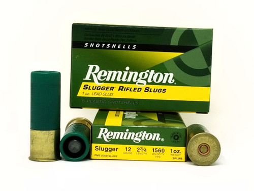 Remington 12 Gauge Ammunition Slugger SP12RS	 2-3/4” Slug 1oz 1560fps 5 Rounds