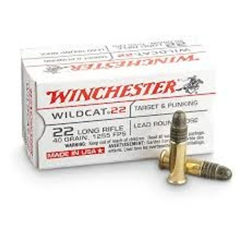 Winchester 22LR Ammunition Wildcat WW22LR 40 Grain Lead Round Nose 50 Rounds