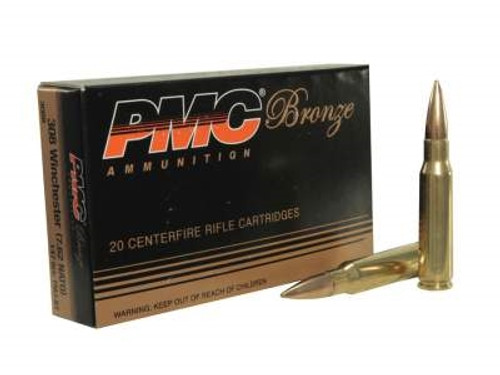PMC 308 Winchester Bronze Ammunition PMC308B 147 Grain Full Metal Jacket Boat Tail 20 rounds