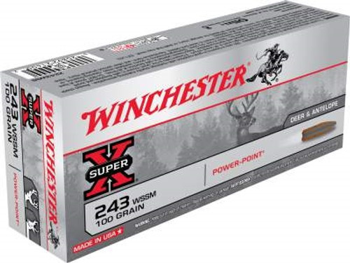 Winchester 243 WSSM Ammunition Super-X X243WSS 100 Grain Power-Point Soft Point 20 rounds