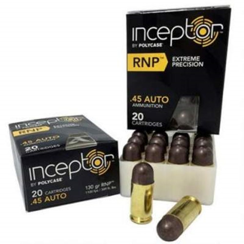 Polycase 45 Auto Ammunition Inceptor 130 Grain RNP Lead Free 20 rounds