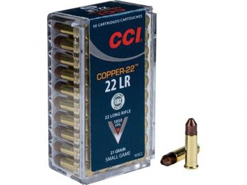 CCI 22LR Ammunition Copper 22 CCI925CC 21 Grain Copper Hollow Point Lead Free 50 rounds