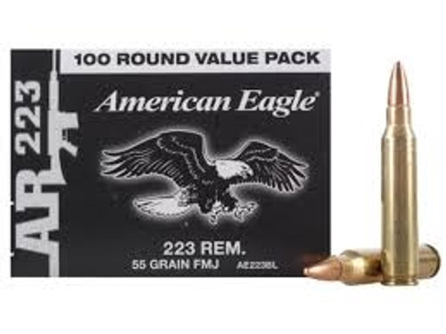 Federal 223 Rem Ammunition American Eagle AE223BL 55 Grain Full Metal Jacket CASE 500 rounds