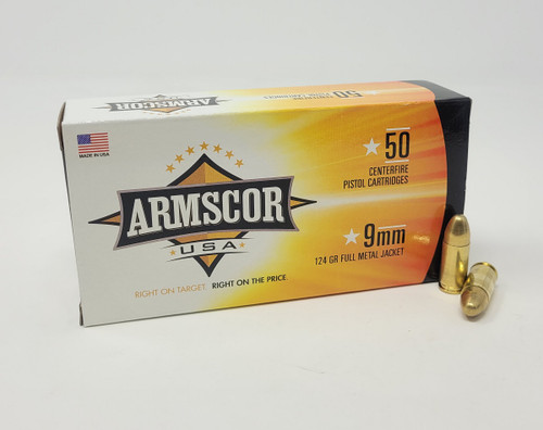 Armscor 9mm Ammunition 124 Grain Full Metal Jacket 50 rounds