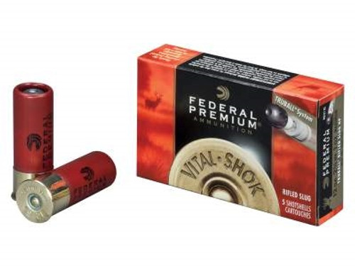 Federal 12 Gauge Ammunition Vital-Shok PB127RS 2-3/4" 1oz TruBall Hollow Point Rifled Slug 1600fps 5 rounds