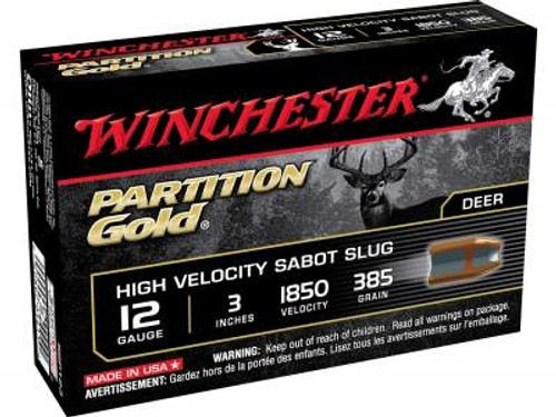 Winchester 12 Gauge Partition Gold Ammunition SSP123 3" 385 Grain Partition Gold Sabot Slug 1850fps 5 rounds