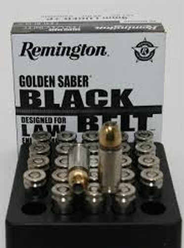 Remington 9mm +P Black Belt GSN9MMD 124 gr Golden Saber JHP 25 rounds