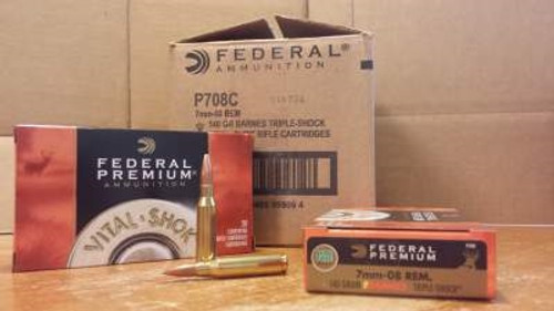 Federal 7mm-08 Vital-Shok P708C 140 gr Barnes Triple Shok Lead-Free 20 rounds