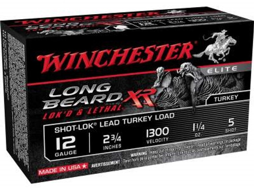 Winchester 12 Gauge Ammunition Long Beard XR Turkey STLB125 2-3/4" 1-1/4oz #5 1300fps Copper Plated Shot 10 rounds