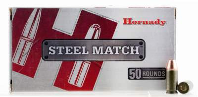 Hornady 9mm Ammunition Steel Match 90275 125 Grain Jacketed Hollow Point 50 Rounds