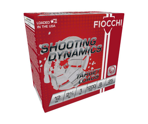 Fiocchi 12 Gauge Ammunition Shooting Dynamics Target 12SD1H8 2-3/4" #8 Lead Shot 1 Oz 1200 fps 250 rounds