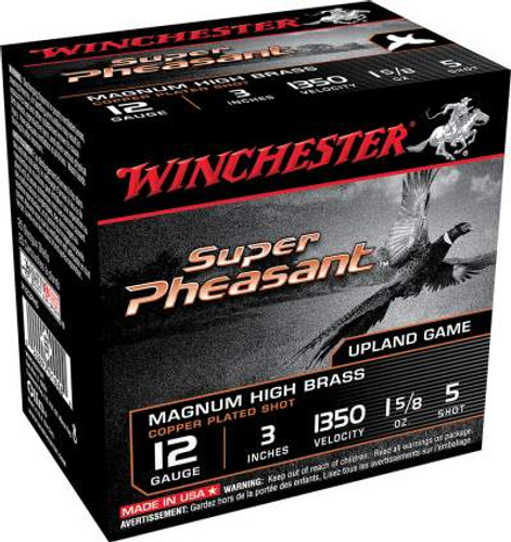 Winchester 12 Gauge Ammunition Super Pheasant Plated HV X123PH5 3" 1-5/8oz 5 shot 1350fps 25 rounds