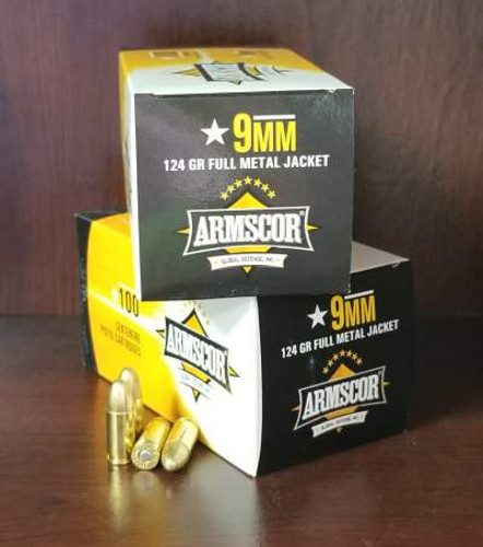 Armscor 9mm Ammunition ARM50445 124 Grain Full Metal Jacket 100 Rounds