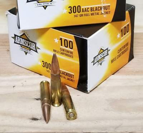 Armscor 300 AAC Blackout Ammunition ARM50446 147 Grain Full Metal Jacket 100 Rounds