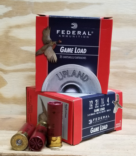Federal 12 Gauge Ammunition Upland FRH124 2-3/4" 4 Shot 1-1/4oz 1220fps Case of 250 Rounds