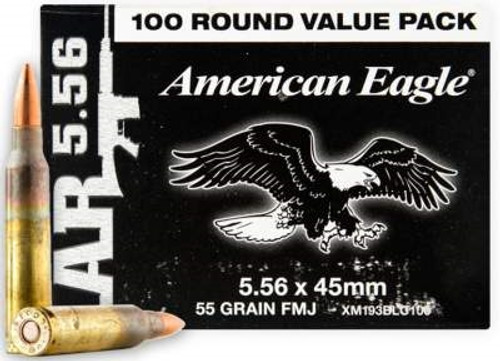 Federal 5.56x45mm NATO Ammunition XM193BLC100 55 Grain Full Metal Jacket Case of 500 Rounds