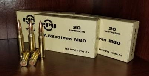 Prvi PPU 7.62x51mm NATO Ammunition M80 PPN762 145 Grain Full Metal Jacket 500 Rounds