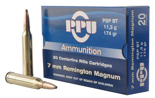 Prvi PPU 7mm Rem Mag Ammunition PP7RM2 174 Grain Pointed Soft Point 20 Rounds