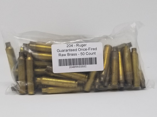 204 Ruger Brass Castings Once Fired Raw Not Washed 50 Pieces