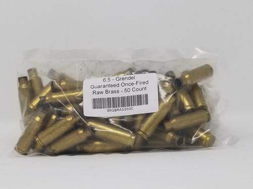 6.5 Grendel Brass Castings Once Fired Raw Not Washed 50 Pieces