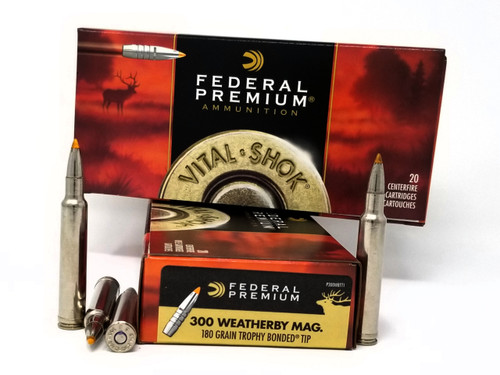 Federal 300 Wby Mag Ammunition Vital-Shok P300WBTT1 180 Grain Trophy Bonded Tip 20 Rounds