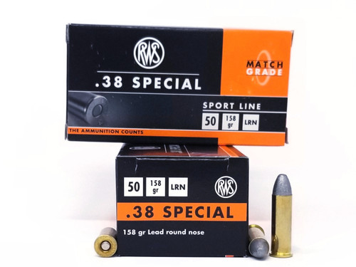 RWS 38 Special Ammunition Sports Line 158 Grain Lead Round Nose 50 Rounds